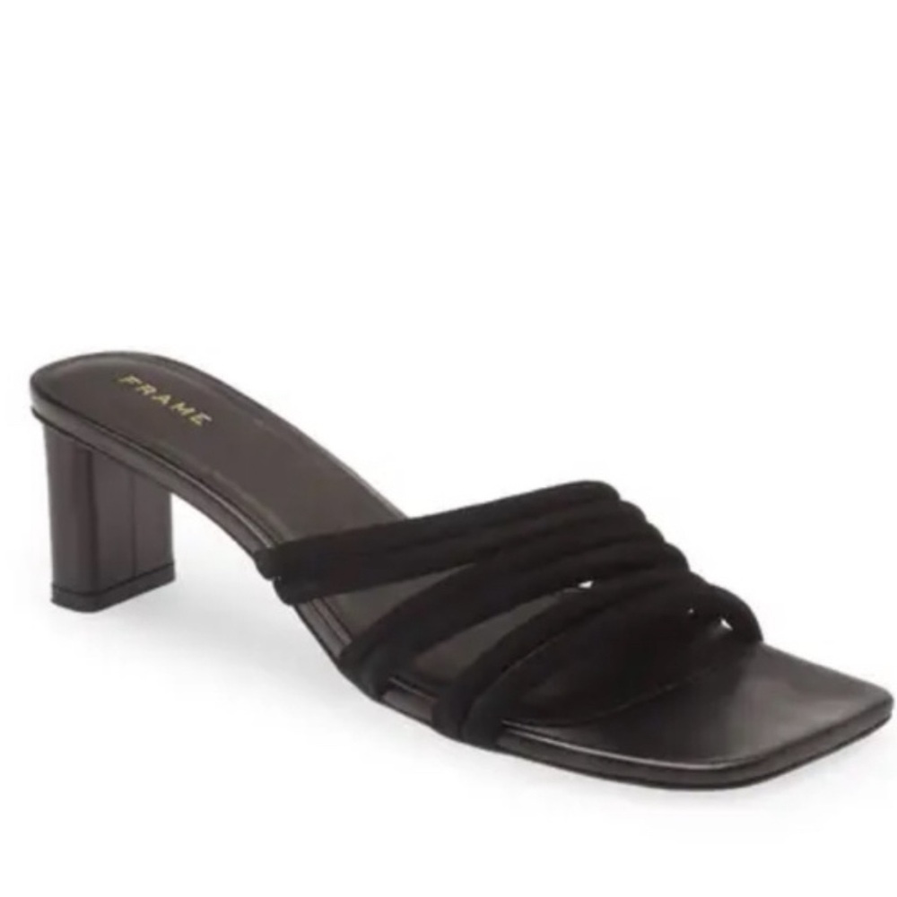 Frame black low strappy block heel size EU38
